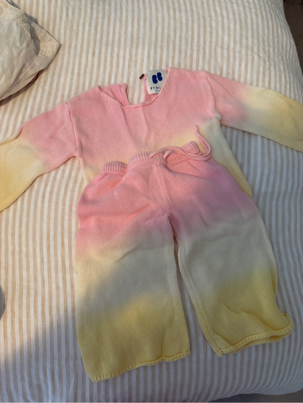 Kids Gradient Pink and Yellow Knit set